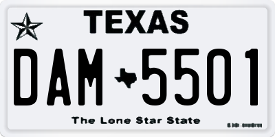 TX license plate DAM5501