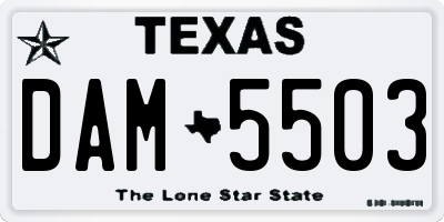 TX license plate DAM5503