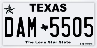 TX license plate DAM5505
