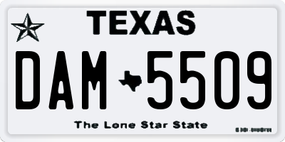 TX license plate DAM5509