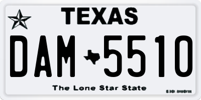 TX license plate DAM5510