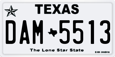 TX license plate DAM5513