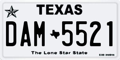 TX license plate DAM5521