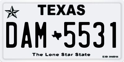 TX license plate DAM5531