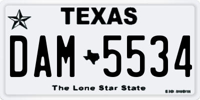 TX license plate DAM5534