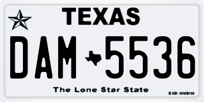 TX license plate DAM5536