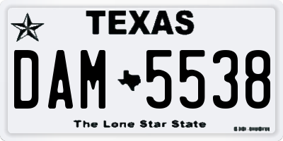TX license plate DAM5538