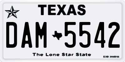 TX license plate DAM5542