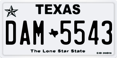 TX license plate DAM5543