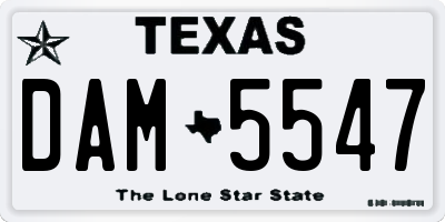 TX license plate DAM5547