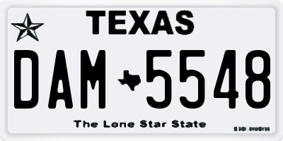 TX license plate DAM5548
