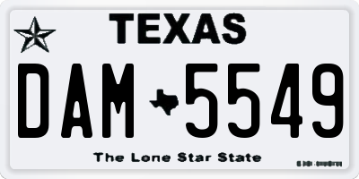 TX license plate DAM5549
