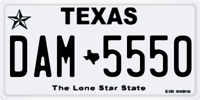 TX license plate DAM5550