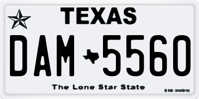 TX license plate DAM5560