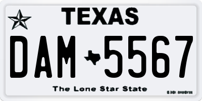 TX license plate DAM5567