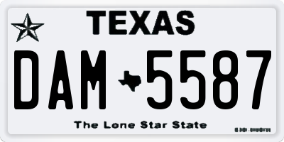 TX license plate DAM5587