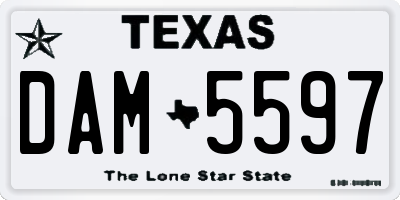 TX license plate DAM5597