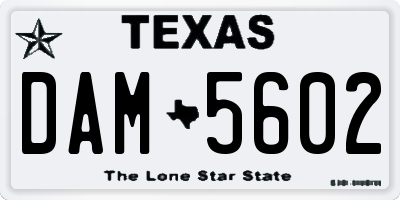 TX license plate DAM5602