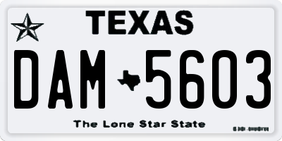 TX license plate DAM5603