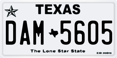 TX license plate DAM5605
