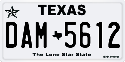 TX license plate DAM5612