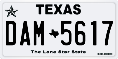 TX license plate DAM5617