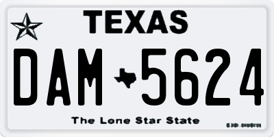 TX license plate DAM5624