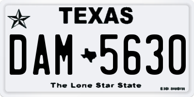 TX license plate DAM5630