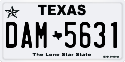 TX license plate DAM5631
