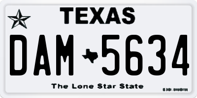TX license plate DAM5634
