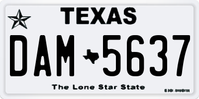 TX license plate DAM5637
