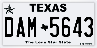 TX license plate DAM5643