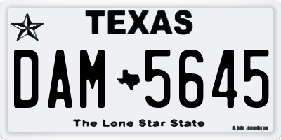 TX license plate DAM5645