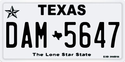 TX license plate DAM5647