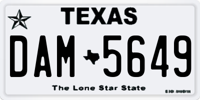 TX license plate DAM5649