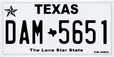 TX license plate DAM5651