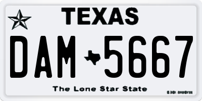 TX license plate DAM5667