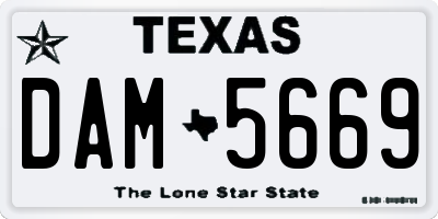 TX license plate DAM5669