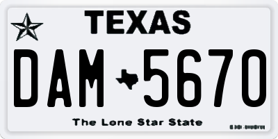 TX license plate DAM5670
