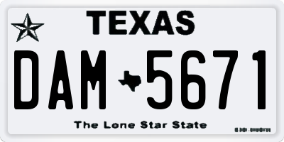 TX license plate DAM5671