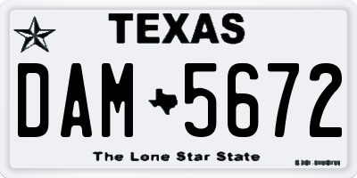 TX license plate DAM5672