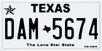 TX license plate DAM5674