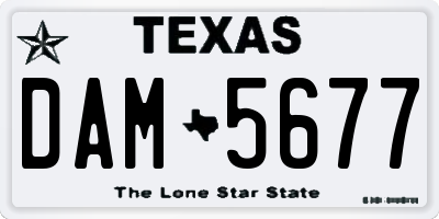 TX license plate DAM5677