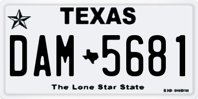 TX license plate DAM5681