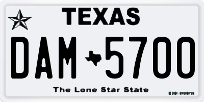 TX license plate DAM5700