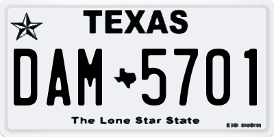 TX license plate DAM5701