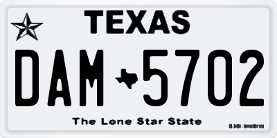 TX license plate DAM5702