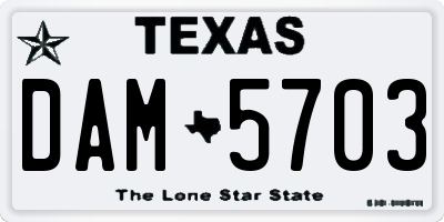 TX license plate DAM5703