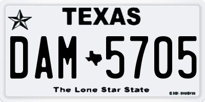 TX license plate DAM5705