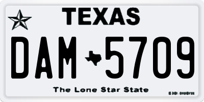 TX license plate DAM5709